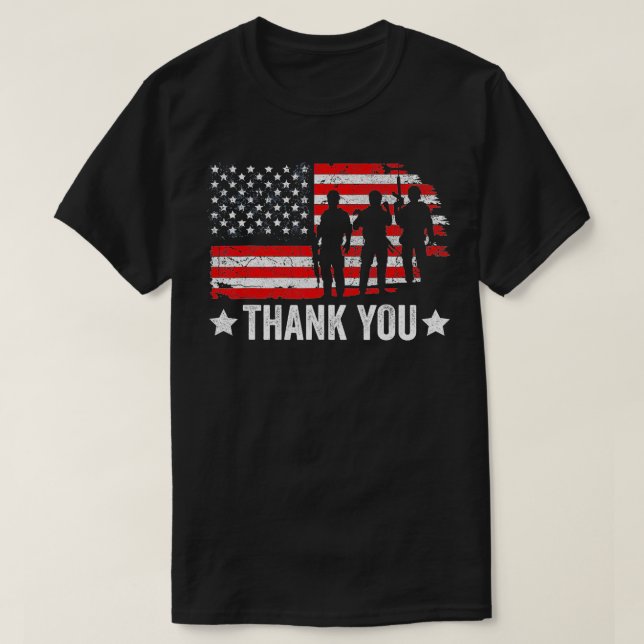 Lönsam amerikansk Flagga Tack amerikansk T Shirt (Design framsida)