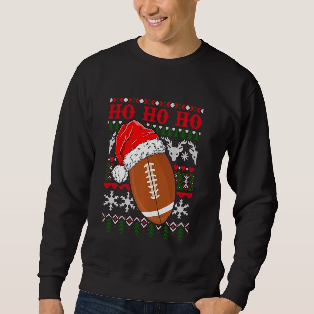 Lönsam amerikansk fotboll Santa Hat Ugly jul Lång Ärmad Tröja (Framsida)