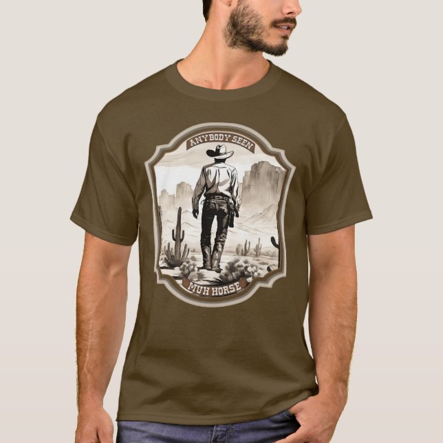 Lönsam amerikansk western cowboyhäst för borttappa t shirt (Framsida)