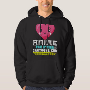 Lönsam Anime Quote Anime Plockor upp där Tecknader Hoodie