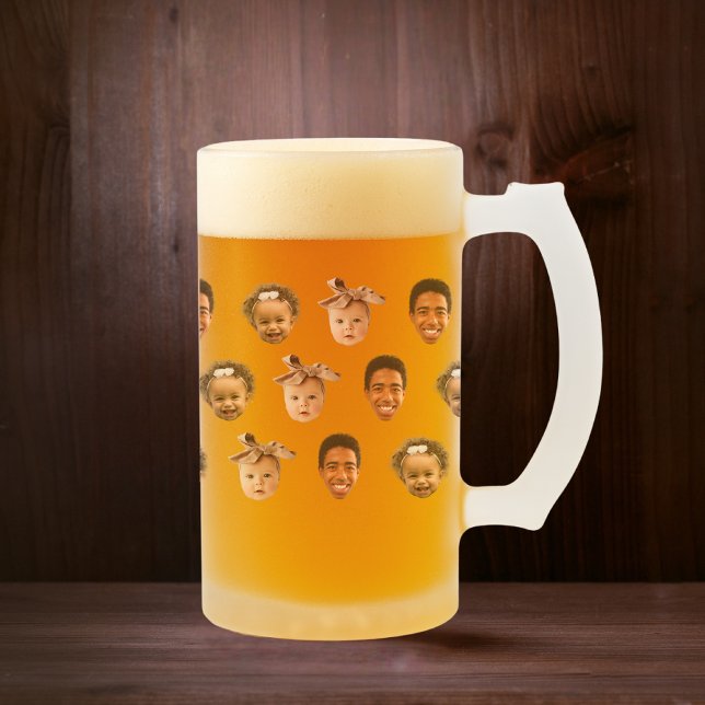 Lönsam Anpassningsbar Pappa av 3 barnfoto Frostat Ölglas (Funny Custom Dad of 3 Kids Photo Frosted Glass Beer Mug
)