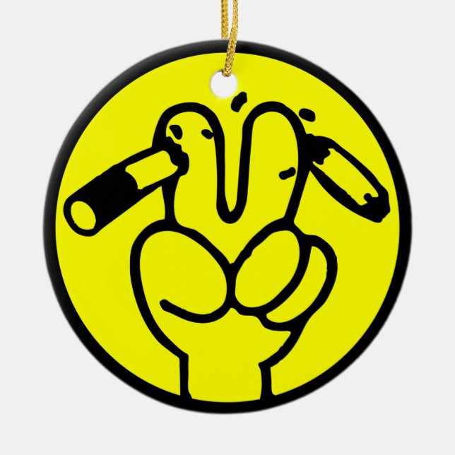 Lönsam antirökning ⚠ thai-tecken ⚠ julgransprydnad keramik (Framsidan)