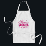 Lönsam apron för kvinnor | Mamma cookies & cakes Förkläde<br><div class="desc">Anpassningsbar bakplatta för kvinnor. Lustigt citattecken | Mamma kakor och kakor. Cute Birthday-presentidé för bagare och bakentusiaster. Gör ditt eget för mamma,  hustru,  moster,  farfar,  syster osv. Typografi för mors dag. Rosa och vitt.</div>