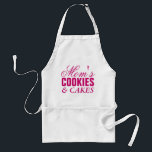 Lönsam apron för kvinnor | Mamma cookies & cakes Förkläde<br><div class="desc">Anpassningsbar bakplatta för kvinnor. Lustigt citattecken | Mamma kakor och kakor. Cute Birthday-presentidé för bagare och bakentusiaster. Gör ditt eget för mamma,  hustru,  moster,  farfar,  syster osv. Typografi för mors dag. Rosa och vitt.</div>