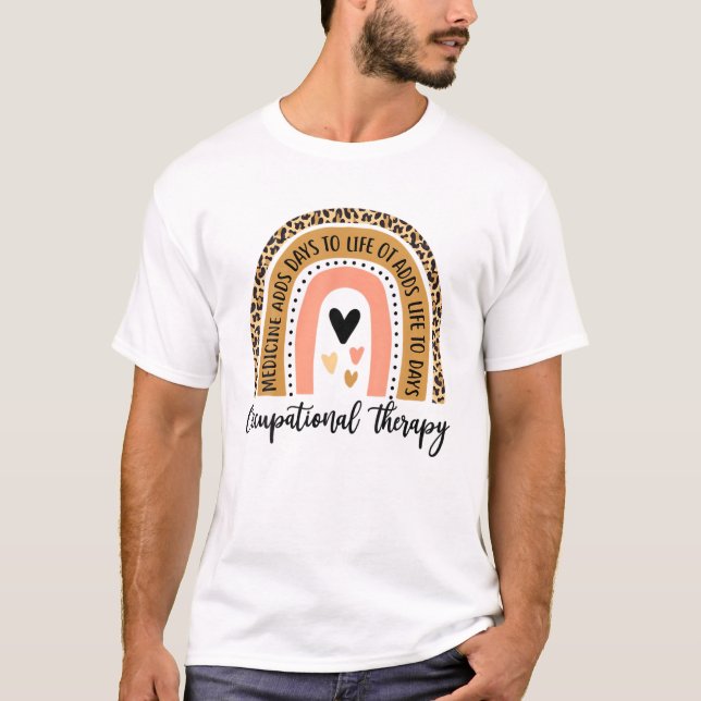Lönsam arbetsbehandling Leopard Rainbow OT Thre T Shirt (Framsida)