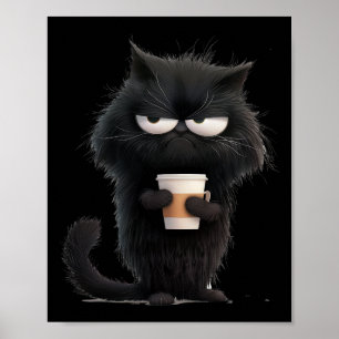 Lönsam Arg Black Cat Tee Cute Coffee Älskare Manar Poster