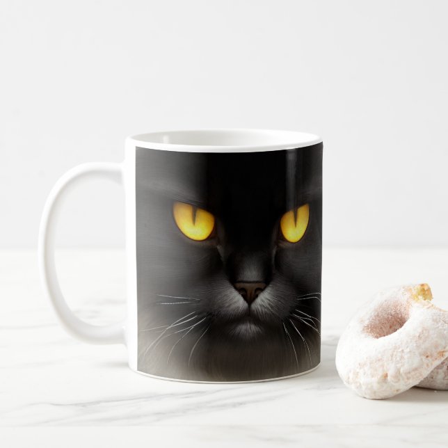Lönsam Arg Fluffy Black Persian Kattunge Ansikte Kaffemugg (Med munk)