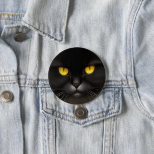 Lönsam Arg Fluffy Black Persian Kattunge Ansikte Knapp