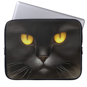 Lönsam Arg Fluffy Black Persian Kattunge Ansikte Laptop Fodral