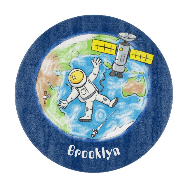 Lönsam astronaut i rymden och jordens tecknad (Framsidan)