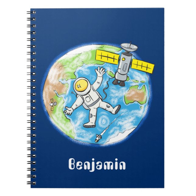Lönsam astronaut i rymden och jordens tecknad anteckningsbok (Framsidan)