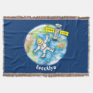 Lönsam astronaut i rymden och jordens tecknad filt
