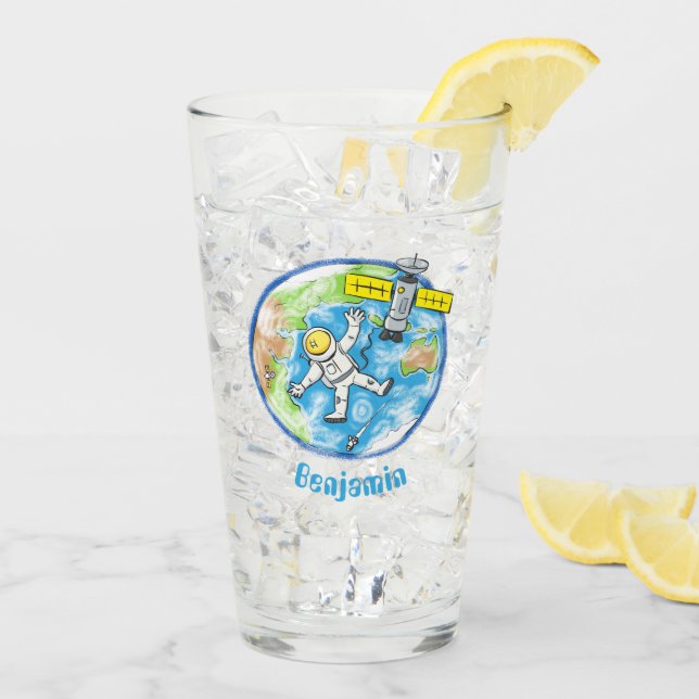 Lönsam astronaut i rymden och jordens tecknad glaskopp (Bakside Is)