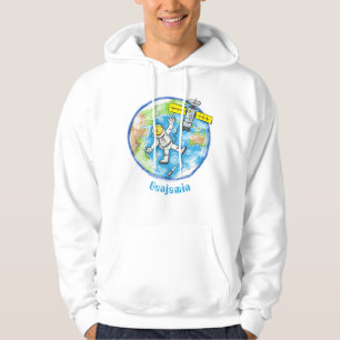 Lönsam astronaut i rymden och jordens tecknad hoodie