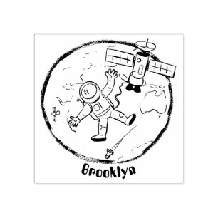 Lönsam astronaut i rymden och jordens tecknad stämpel