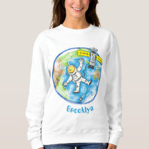 Lönsam astronaut i rymden och jordens tecknad t shirt