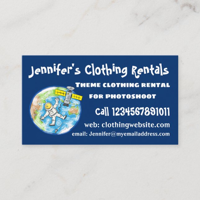 Lönsam astronaut i rymden och jordens tecknad visitkort (Framsida)