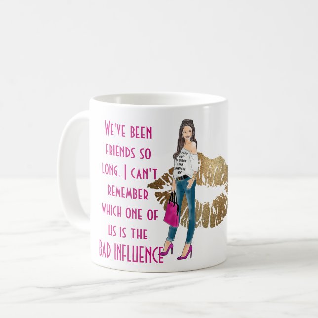 Lönsam bästa vän BAD INFLUENCE Caricature Gift Kaffemugg (Framsida vänster)