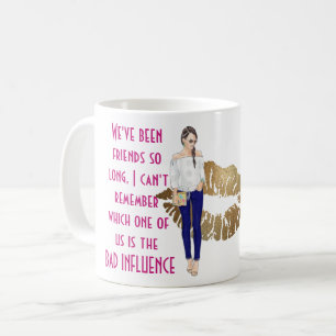 Lönsam bästa vän BAD INFLUENCE Caricature Gift Kaffemugg