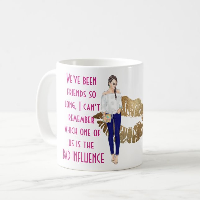 Lönsam bästa vän BAD INFLUENCE Caricature Gift Kaffemugg (Framsida vänster)