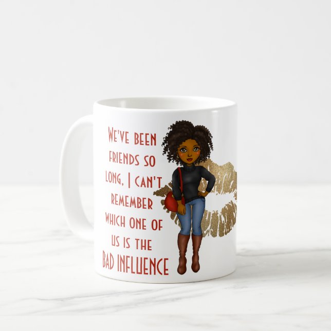 Lönsam bästa vän BAD INFLUENCE Caricature Gift Kaffemugg (Framsida vänster)