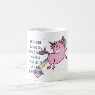 Lönsam bästa vän BAD INFLUENCE Unicorn Farting Kaffemugg