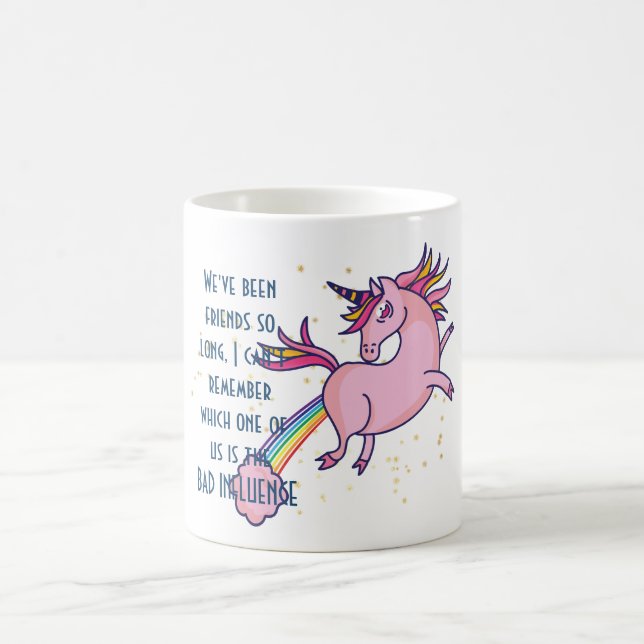 Lönsam bästa vän BAD INFLUENCE Unicorn Farting Kaffemugg (Center)