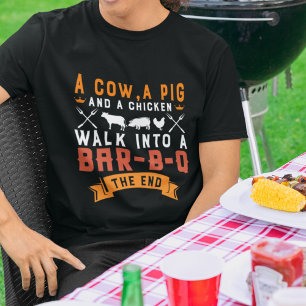 Lönsam BBQ A Cow A Gris och A Chicken Grilling T Shirt