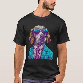Lönsam beagle med 80s-konturgrafik för Hund Lo T Shirt
