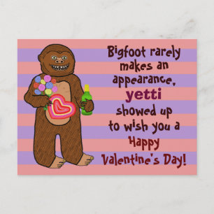 Lönsam Bigfoot Valentines Day Pun Helg Vykort