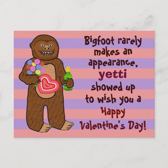 Lönsam Bigfoot Valentines Day Pun Helg Vykort (Framsida)