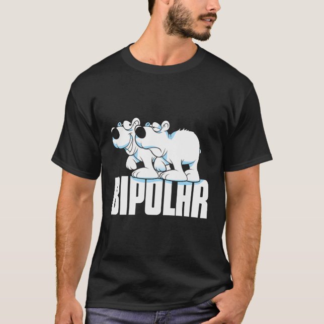 Lönsam bipolär Polar Bear Ledsen och Lycklig T Shirt (Framsida)