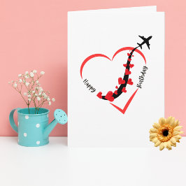 Lönsam Birthday Airplan Heart Aviation Minimalist Kort