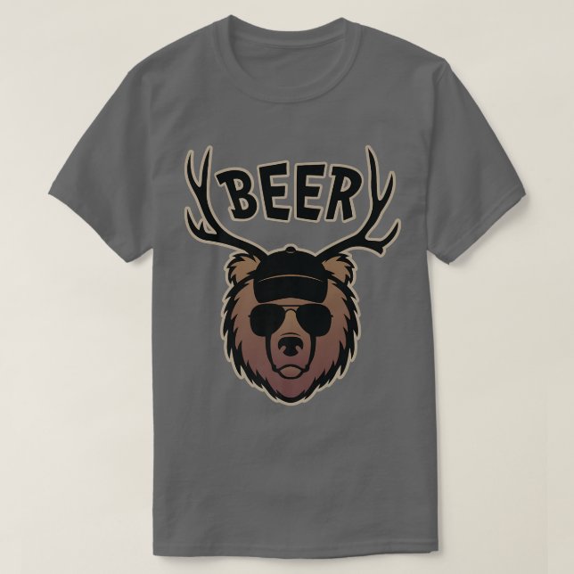 Lönsam björn med Hjort Antlers Beer Graphic Premiu T Shirt (Design framsida)