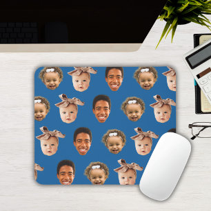 Lönsam blå Anpassningsbar Pappa med 3 barnfoto Musmatta