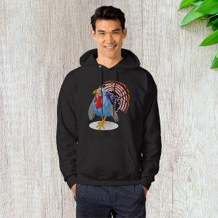 Lönsam blå Tecknad Turkiet med patriotiska fjädrar Hoodie