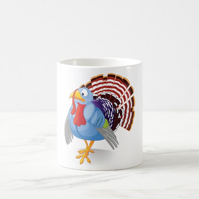Lönsam blå Tecknad Turkiet med patriotiska fjädrar Kaffemugg (Skapare uppladdad)