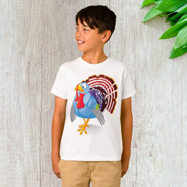 Lönsam blå Tecknad Turkiet med patriotiska fjädrar T Shirt (Skapare uppladdad)
