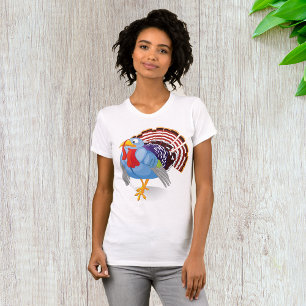 Lönsam blå Tecknad Turkiet med patriotiska fjädrar T Shirt