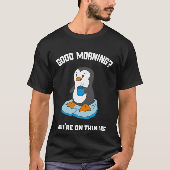 Lönsam Bra morgon Penguin med kaffe Pullover Ho T Shirt (Framsida)