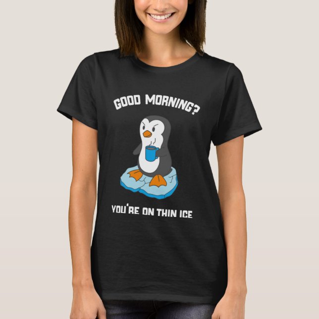 Lönsam Bra morgon Penguin med kaffe Pullover Ho T Shirt (Framsida)
