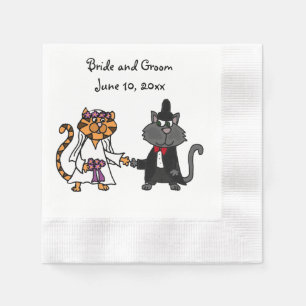 Lönsam brud och groom Cat Bröllop Art Pappersservett