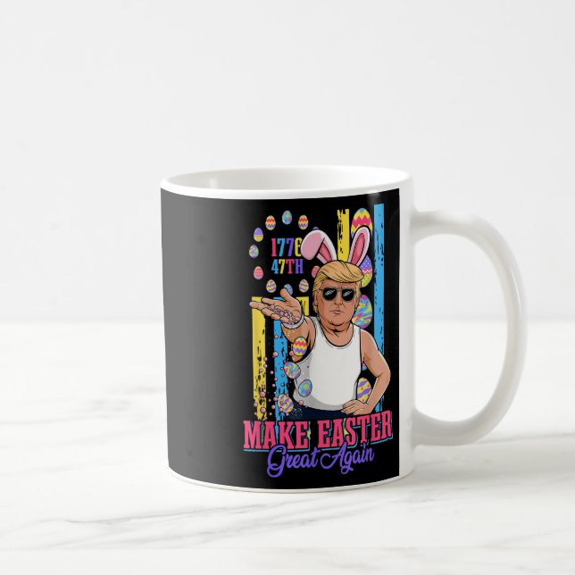 Lönsam Bunny Trump 47th Salt Bae Meme make Påsk G Kaffemugg (Höger)