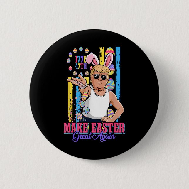 Lönsam Bunny Trump 47th Salt Bae Meme make Påsk G Knapp (Framsida)