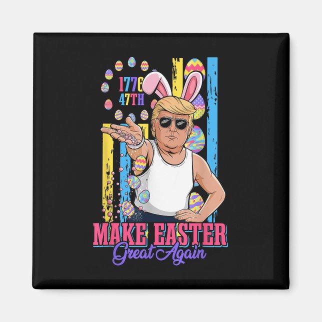 Lönsam Bunny Trump 47th Salt Bae Meme make Påsk G Magnet (Framsidan)