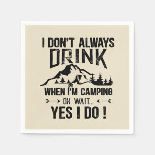 Lönsam camping och drickande av ord pappersservett