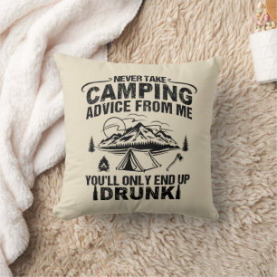 Lönsam camping som dricker ord kudde