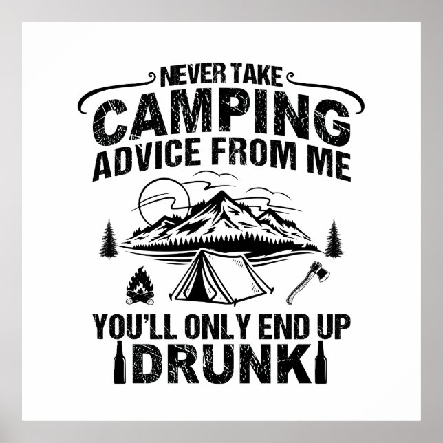 Lönsam camping som dricker ord poster (Framsidan)
