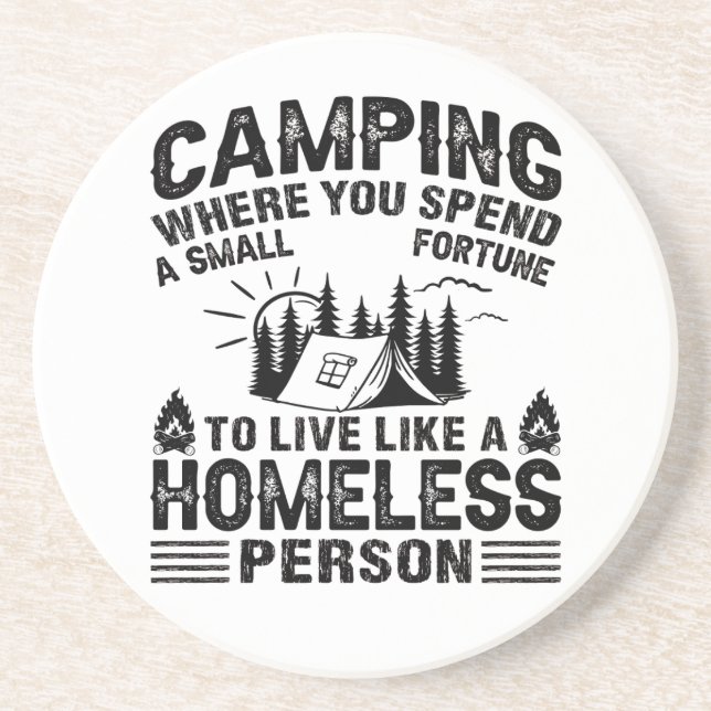 Lönsam camping som dricker ord underlägg (Framsidan)
