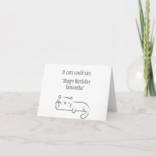 Lönsam Cat Sarcastic Minimalist Birthday Namn Kort